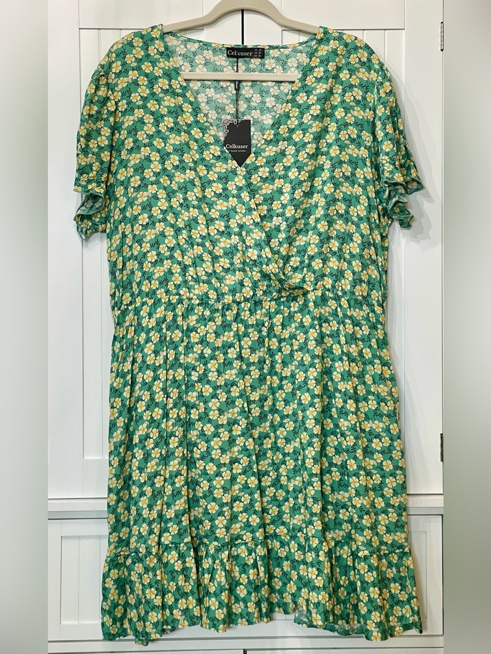 Celkuser Floral Dress - Teal and Yellow